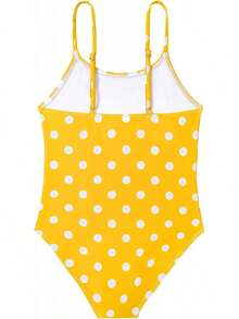 Girls Bathing Suit Size 2-10 Years - Cute Toddler Swimsuit Girl Adjustable One Piece Swimwear For Summer Beach Wear - 黃色圓點 - 查看 2