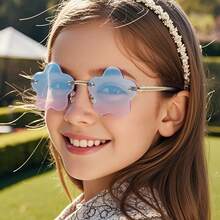 1 Pair Children's Floral Shaped Frameless Glasses, Fashionable Cute Personalized Colorful Runway Decorative Glasses - Multicolor - View 1