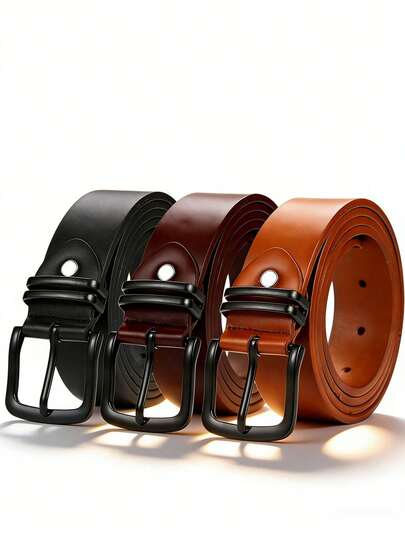 1pc Men's Crocodile Embossed Leather Belt, Matte Black Alloy Buckle, Versatile For Business Casual & Jeans