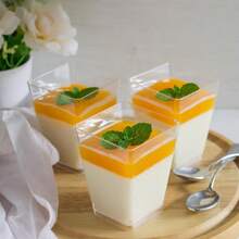 10个5盎司方形透明甜点杯，带盖，欧式烘焙慕斯杯，家用布丁酸奶杯，咖啡馆下午茶水果杯，派对蛋糕杯 - 查看 5