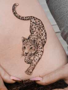 1pc Tattoo Stickers Temporary Tattoo Stickers, Niche Black Spotted Leopard Waterproof And Sweatproof Washable Non-Reflective Simulated Tattoo Suitable For Fashionable People - Black - View 3