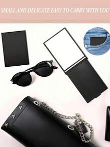 1/10pcs Foldable Portable Square Mirror, Rectangular Stand Mirror, Makeup Mirror, Daily Use Gift For Women & Girls - Multicolor - View 6