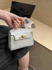 2026新款闪亮迷你法棍包，时尚高品质休闲手提包，女士单肩包 - 白色 - 查看 6
