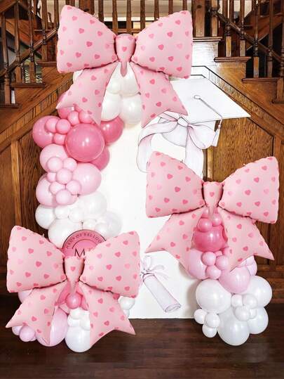 1/3个蝴蝶和心形铝箔气球，适用于生日派对、粉色主题派对、蝴蝶主题派对、女孩生日、迎婴派对、婚礼派对装饰、拍照区装饰