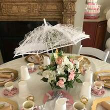 1pc White/Black Lace Wedding Umbrella, Bridal Parasol, Wedding Photography Prop, Wedding Venue Decor, Bride, Groom And Bridesmaid Accessories, Wedding Party, Bachelorette Party, Birthday Gift, Suitable For Weddings, Parties, Ceremonies And Birthdays - Multicolor - View 8
