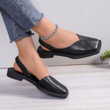 2026年夏季新款方头平底凉鞋（女款） - 黑色 - 查看 2