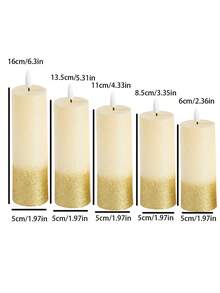 Vela sin llama LED para decoración del hogar, luz de ambiente para decoración de Navidad, boda, cumpleaños y fiesta, con efecto de brillo, decoración del hogar con purpurina dorada para fiestas festivas, adecuada para bodas, San Valentín, Halloween, Acción de Gracias, Navidad y decoración de escritorio como luz nocturna - oro - Ver 3