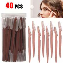 5/10/30/40pcs Unisex Face Razor, Multi-Purpose Eyebrow Trimmer, Facial Hair Removal Tool, Silicone Guard Eyebrow Trimmer, Easy Shaving Knife - Brown - View 1