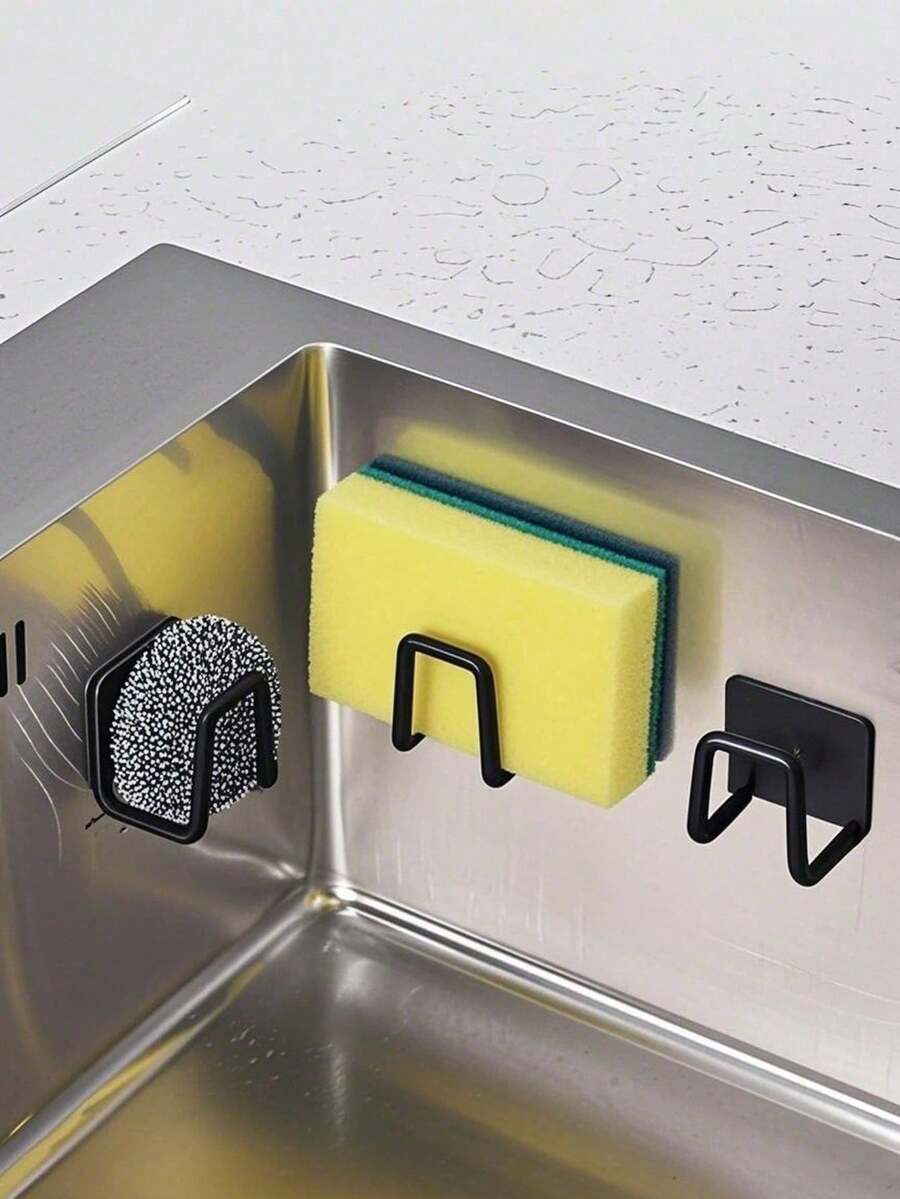 6 Stücke selbstklebender Spülbecken Caddy, Schwammhalter aus rostfreiem Edelstahl, wasserdicht, platzsparend mit Ablaufgitter, Spülbecken Organizer für Schwämme, Scheuerschwämme, Geschirrspülmittel, Küchenhelfer für Frauen, ideal für Wohnheim, Apartment, Wohnmobil, Mietheim, Weihnachten, Einweihung, Muttertag, Feiertag, täglicher Gebrauch