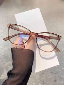 1 Pair Women's Tortoiseshell Cat Eye PC Frame Minimalist Casual Eyeglasses - Brown - View 1