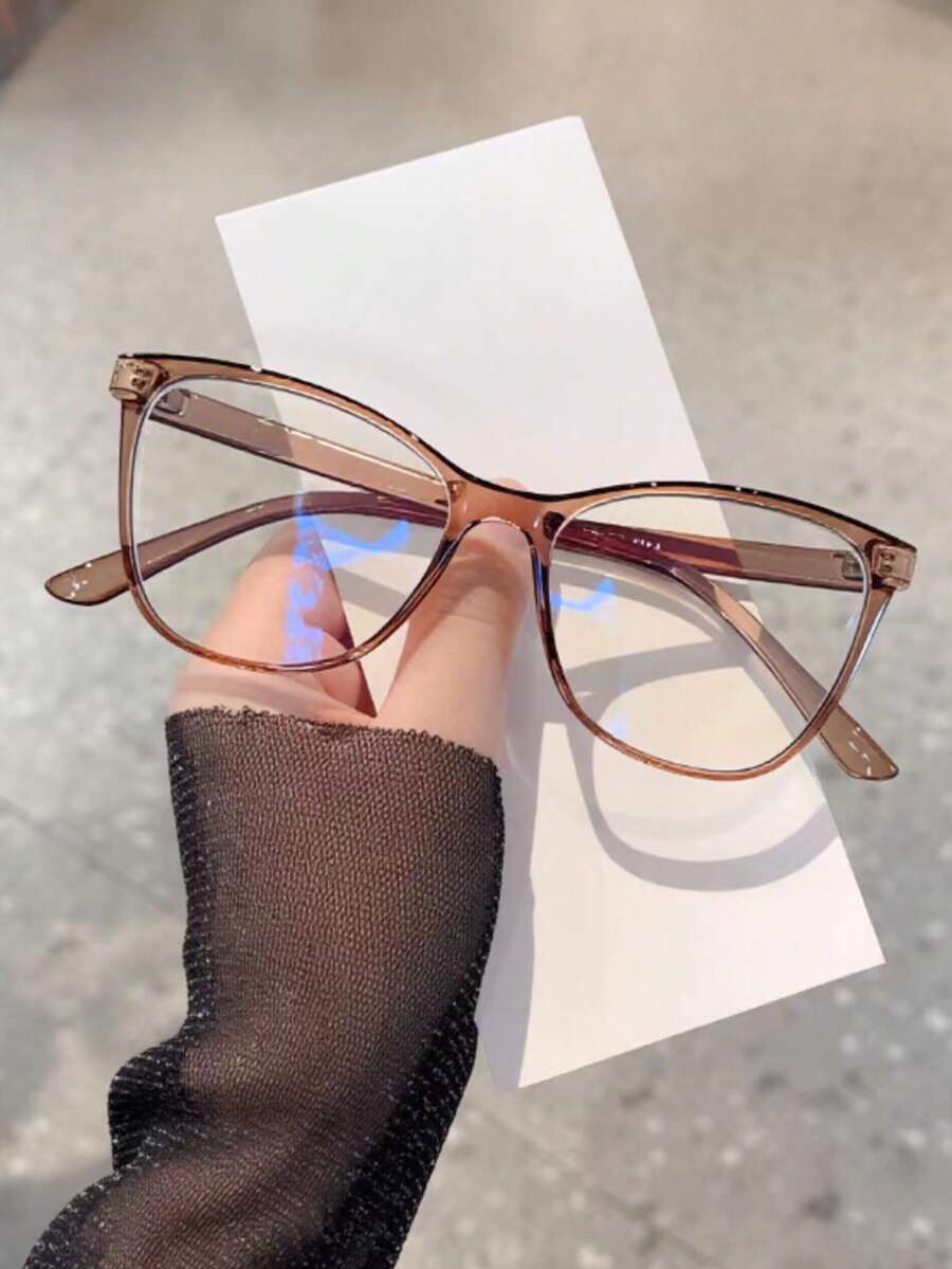 1 Pair Women's Tortoiseshell Cat Eye PC Frame Minimalist Casual Eyeglasses - Brown - View 1