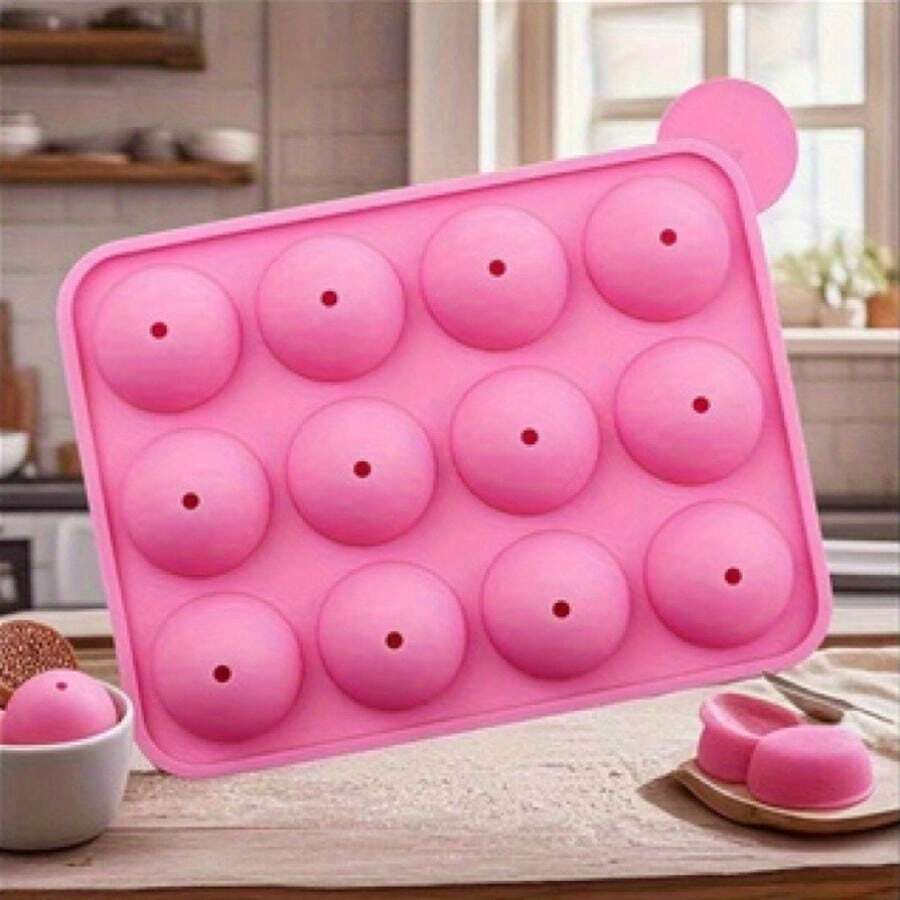 1pc Silicone Cake Mold, Pastry Mold, Chocolate Mold, Plaster Mold, Round Sphere Chocolate Mold, Straw Mold - Multicolor - View 1