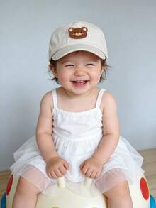 1顶 6-36个月 婴儿可爱棕熊刺绣柔软可调节棒球帽，适合男宝宝和女宝宝日常外出休闲穿着 - 小棕熊圖案 - 查看 4