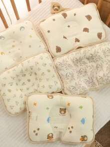 1pc Soft Breathable Anti-Flat Head Newborn Baby Pillow, 0-3 Years Old - Multicolor - View 1