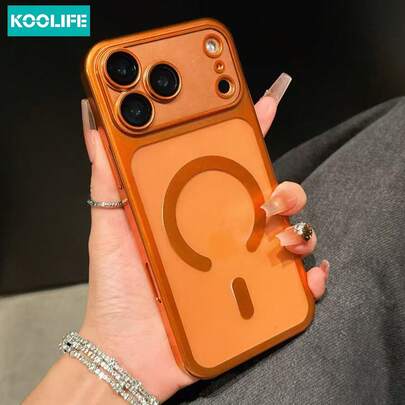 1pc Koolife Magnetic Plated Hard PC Phone Case With Built-In Camera Lens Film, Shockproof Protective Phone Case For IPhone 17/17 Pro/17 Pro Max