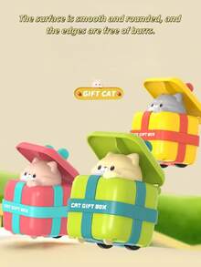 Friction Powered Press & Go Animal Toy Cars, 3 Styles Cat Vehicle Toys, Smooth Edge Toddler Toys For First Birthday & Easter Gifts - Multicolor - View 2