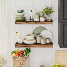 Minimalist Solid Wood One-Shelf Wall Mounted Rack, Living Room Dining Room Wall Storage Shelf, TV Wall Bookshelf - Multicolor - View 3