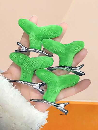 4pcs/Set Cartoon Grass Hair Clips Set, Satisfy Different Quirky Needs - Suitable For Girls And Women, Can Be Used For Daily, School, Party, Fit Vintage, Sweet, College And Other Styles
