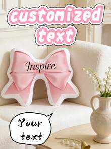 1pc Customized Pink Bow-Shaped Throw Pillow, Personalized Name Cushion, Bowknot Decorative Pillow, Suitable For Bedroom, Bed, Sofa, Living Room Decor, Great For Home Decor, Birthday, Valentine's Day, Anniversary - Multicolor - View 5