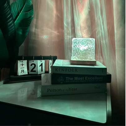 1pc Northern Lights Wave Projection Lamp, Glowing Cube Crystal Lamp With Touch/Remote Control, 16 Color LED Mood Light, Suitable For Bedroom, Home Theater And Ceiling Decor - Perfect For Valentine's Day, Wedding And More