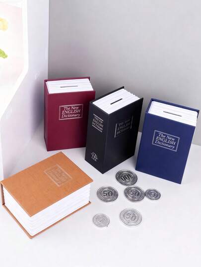 Caixa de Estilo de Livro Segura com Chaves, Caixa de Armazenamento Portátil Segura de Metal com Fechadura com Chave, Caixa de Dicionário, Caixa de Metal com Fenda para Moedas, Caixa de Bloqueio Portátil À Prova d'Água para Segurança Doméstica, Escritório e Viagem, para Dinheiro, Joias, Passaportes, Cartões, Relógios e Itens Valiosos, Recipiente de Armazenamento Decorativo de Dinheiro para Decoração de Estante de Livros, Ideia de Presente
