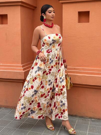 Vestido casual y elegante sin mangas de línea A con estampado, adecuado para salidas y viajes de verano, talla grande para mujeres