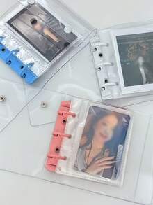 1个迷你三环马卡龙活页夹封面，双扣收藏册，3英寸明信片套，偶像集换式卡牌保护套 - 彩色 - 查看 4