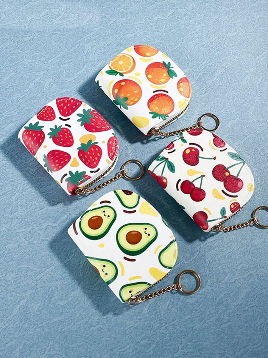 Fashion Quality Designer Wallet Card Holder Ladies Zipper Closure PU Lining Cherry Wallet - Multicolor - View 1