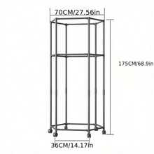 1个重型金属晾衣架，旋转臂双层挂杆，可壁挂或落地，金属材质，适用于卧室、浴室等小空间，旋转臂设计，节省空间，易于组装，可作为衣柜置物架使用。 - 彩色 - 查看 4