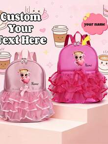 This Personalized Mini Casual Backpack Adopts A Simple Yet Exquisite Design, Making It Multi-Functional And Practical. The Solid Color Design Is Embellished With A Bow And Lace Trim, Including A Heart-Shaped Coffee Girl Pattern Inspired By The "Classic Of Mountains And Seas". It Is Very Suitable For Daily Use, Shopping, And Going To School. It Also Makes A Great Birthday Or Back-To-School Gift. - Multicolor - View 2