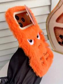 2025 Plush New Model With Stand Camera Circle Cartoon Funny Orange Expression Phone Case Suitable For IPhone 17 Pro Max/16 Pro Max/15 Pro Max/14 Pro Max/13 Pro Max/12 Pro Max/11 Pro Max, Fashion Phonecase, Anti-Fall Shock-Proof Soft TPU Protective Cover - Orange - View 2