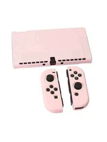 1pc Pink TPU Silicone Soft Case, Full Coverage Protective Shell For Nintendo Switch OLED, Anti-Drop - View 1
