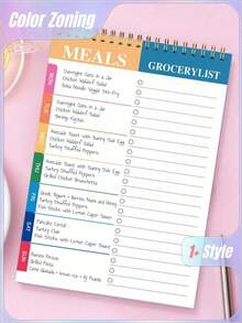 1pc Meal Planner Notebook | 5.6x8.5 Inches, 90 Pages, Weekly Meal Planner, For Organized Weekly And Daily Meal Planning - Multicolor - View 1