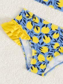 Bộ đồ bơi 2 mảnh mùa hè cho bé gái, gồm áo tankini in họa tiết toàn thân và quần tankini tam giác. - Nhiều màu - Xem 4