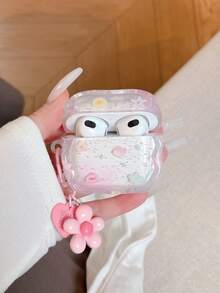 Flower Tie Dye Floral Design Transparent Protective Case Compatible With Airpods Pro 3rd Gen, 4th Gen, 2nd Gen - Baby Pink - View 1