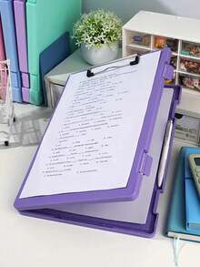 1 pieza Caja organizadora de archivos tamaño A4, organizador de exámenes estudiantiles, portafolios de alta capacidad para libros de información, adecuado para oficina y almacenamiento de archivos estudiantiles, multiusos, fácil de guardar - A - Ver 4
