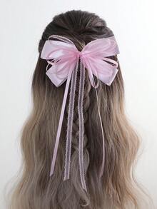 1pc Multilayer Bohemian Style Butterfly Hair Scrunchie, Suitable For Daily And Vacation Use - Pink - View 5