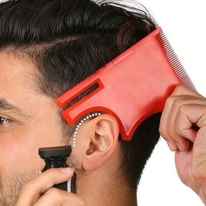 多功能理发工具，理发造型尺，美发梳，理发尺，精准发际线塑形工具，打造完美发型和胡须造型，易于清洁，可重复使用，适用于时尚发型、理发店和DIY理容，理发工具配件