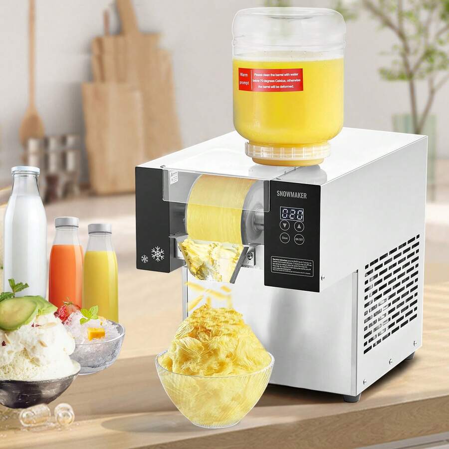 Kommerzielle Schneeflocken-Eismaschine Schneeeisbereiter, 170kg/Tag Schneeflocken-Eismaschine, Edelstahl-Eisrasierer, elektrischer Schneekegel-Maker, Luftkühlsystem für Bäckerei Café - 170 kg/24 h - Übersicht 1