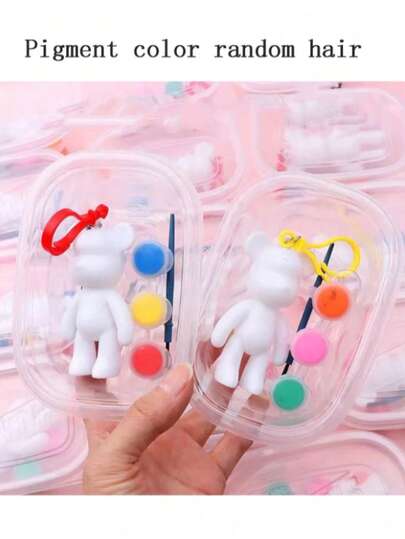 1/5/10 Sets Fluid Bear DIY Painting Kit, Complete Set With Paints Brushes Spoons Plastic Bears , Random Color Paints, DIY Graffiti Home Decor Photography Props, Creative Parent-Child Craft Supplies, Perfect Gifts For Back To School Graduation Party Events Stocking Stuffers