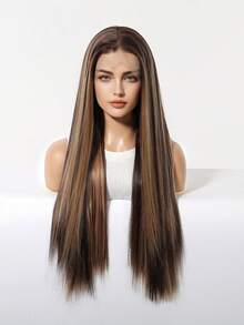 28英寸/70厘米 13*6蕾丝前假发 棕色钢琴色合成假发 女士耐热自然发质 Cosplay 彩色合成假发 高温假发 女士假日日常时尚风格合成假发 编织假发 万圣节和圣诞节 - 間色 - 查看 5