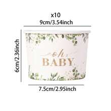 10/20/40个装，绿植金色“Oh Babe”一次性纸碗，桉树叶印花，金色斑点点缀，一次性纸碗，植物主题Oh纸碗，零食盒，适用于生日派对、家庭聚会、野餐、餐厅和外卖一次性餐具 - 多色 - 查看 8