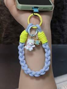 1 Set Hydrangea Cat Phone Lanyard Wrist Strap Braided Cotton Rope Pendant, Anti-Lost Phone Chain For Women - Multicolor - View 5
