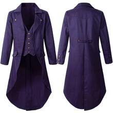 COS Retro-Historical Coat For Men, Mid-Length Coat With Long Sleeves, Costume For Role-Playing Games And Performances. - 蒸氣燕尾服-紫色 - 查看 4