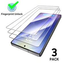 3 piezas Protector de pantalla de vidrio templado compatible con Samsung Galaxy S26 Ultra/S25/S24/S23 FE Plus, compatible con fundas de teléfono, anti-arañazos, desbloqueo de huella dactilar ultrasónico, película protectora de alta definición - transparente - Ver 17