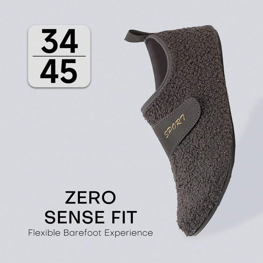 Giày tập Yoga cho nam nữ, kiểu dáng slip-on, chất liệu lông cừu, đế bằng, có quai dán, thích hợp cho tập luyện trong nhà, Pilates, giày thể thao lông mềm mại như đi chân trần. - Màu xám đen - Xem 1