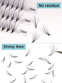 400pcs/Set 20 Rows XXL Tray D-Curl 9D 7D 5D Thin Handmade Pre-Made Fanned Lash Extension Kit, 0.07mm 8-15mm Mixed, Ultra-Narrow Tapered Base, Imported Korean PBT Fiber, Super Black Soft 5D 7D 9D Spiky Pre-Made Fanned False Eyelash Fiber - D - View 11