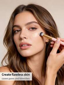 6件套化妆刷套装，含化妆海绵，包括粉底刷、遮瑕刷、晕染刷、液体彩妆调色工具，适合日常和旅行使用。 - 杏色 - 查看 6