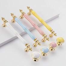 2pcs/1pc Cute Pink Ceramic Handle With Zinc Alloy Base - Retro Style, Suitable For Dresser Drawers, Cabinets, Antique Cabinets - Great For Home Decor - View 2