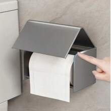 1pc Large Capacity Modern Square Tissue Box With Cover, Minimalist Tissue Paper Holder Suitable For Living Room, Kitchen, Bedroom, Bathroom - Grey - View 4